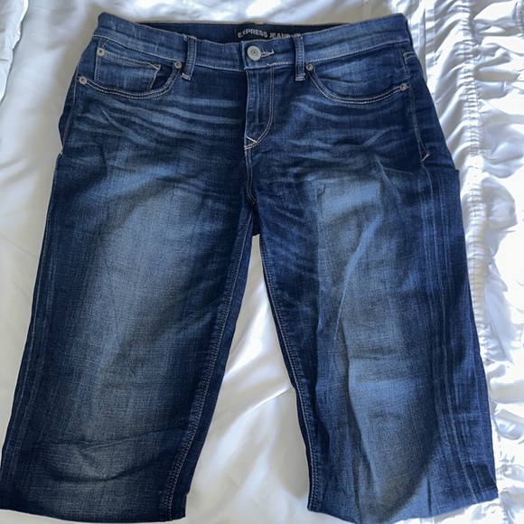 Express Dark Wash Mid Rise Skinny Jeans - Picture 3 of 6